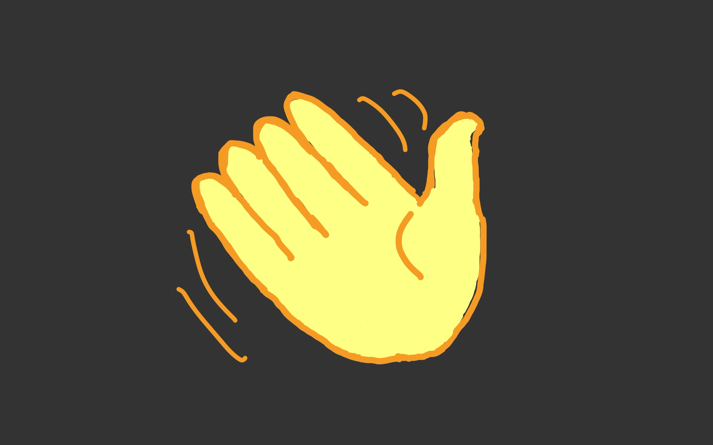 a drawn picture of a hand waving emoji