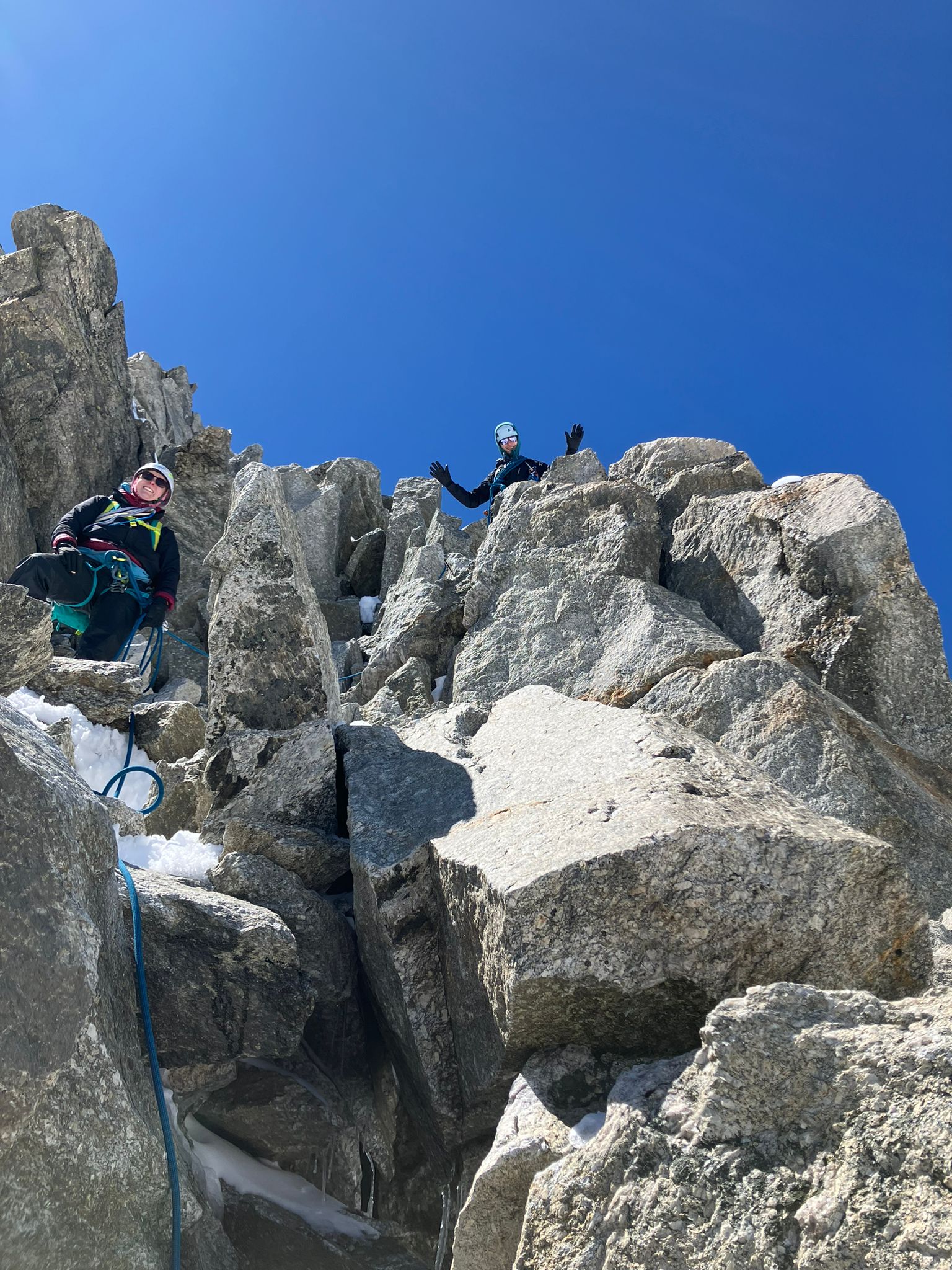 Me and Tilly pictured from below on some rocks